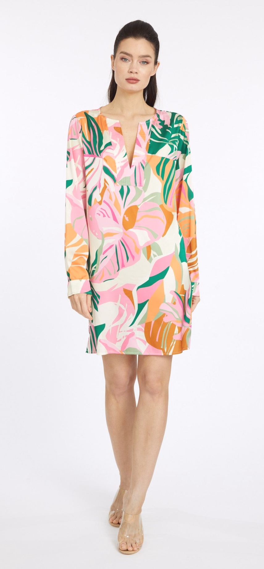 Miami Vibes Long Sleeve V-Neck Short Dress