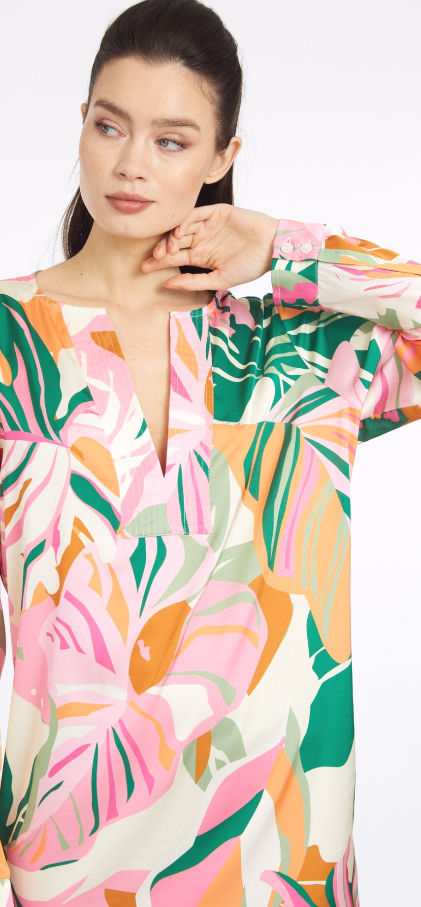 Miami Vibes Long Sleeve V-Neck Short Dress