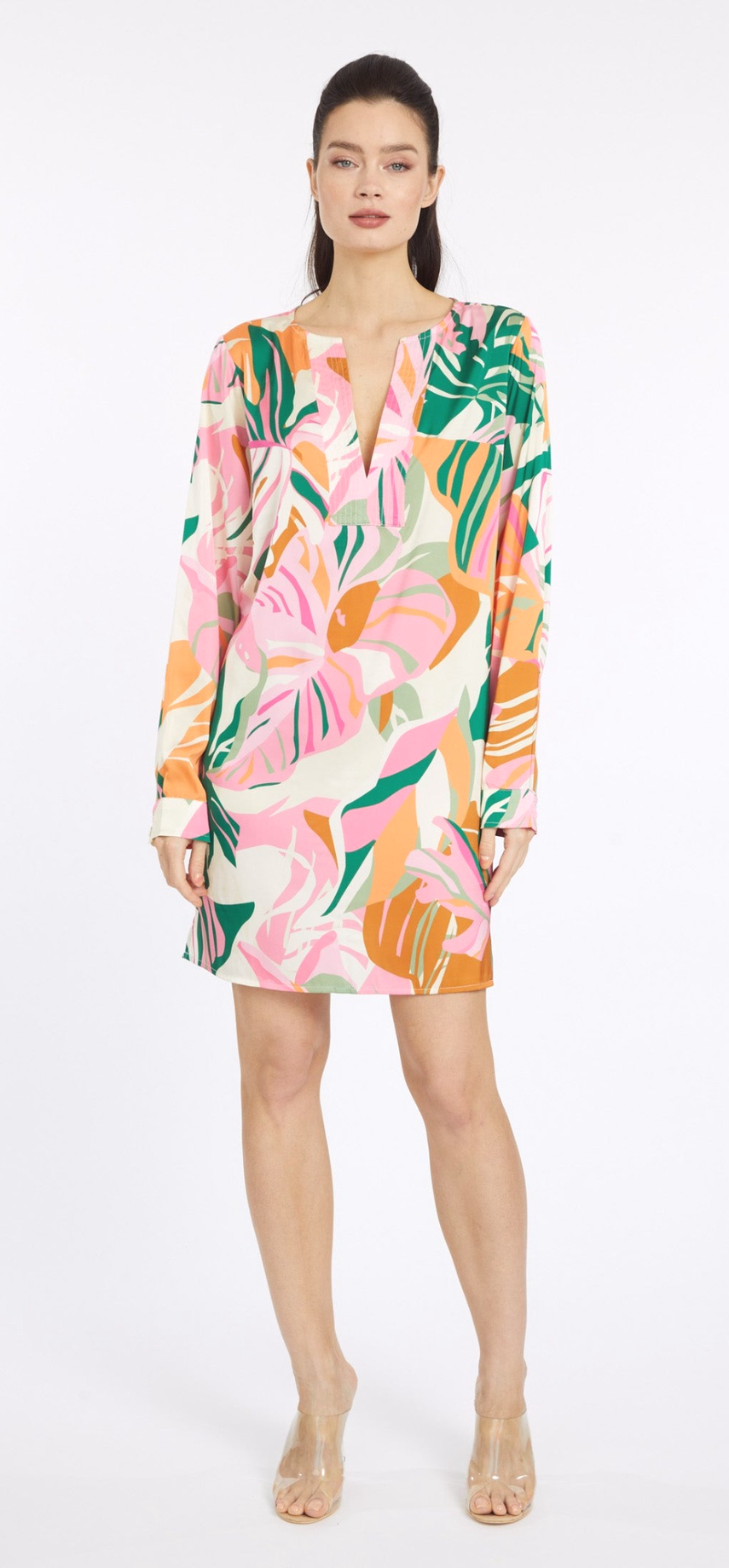 Miami Vibes Long Sleeve V-Neck Short Dress