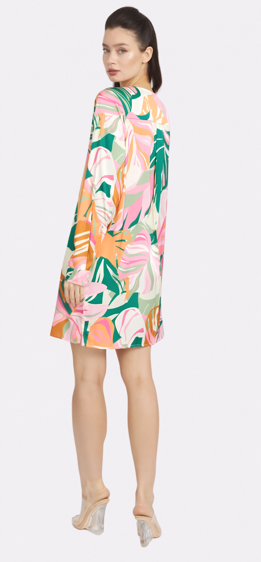Miami Vibes Long Sleeve V-Neck Short Dress