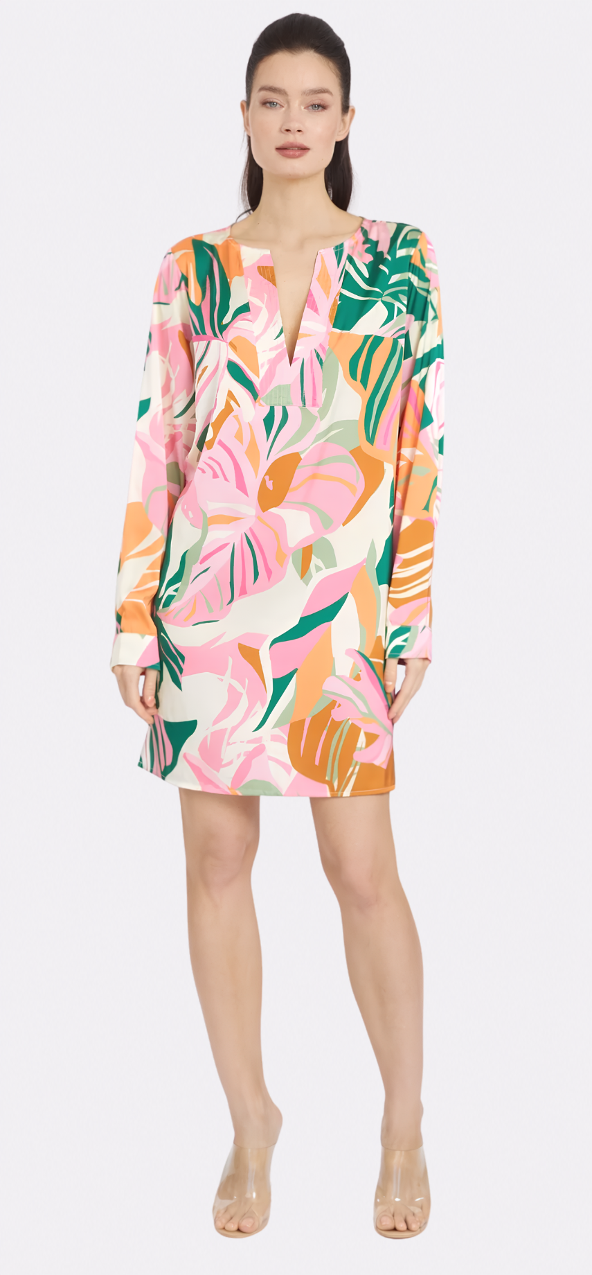 Miami Vibes Long Sleeve V-Neck Short Dress