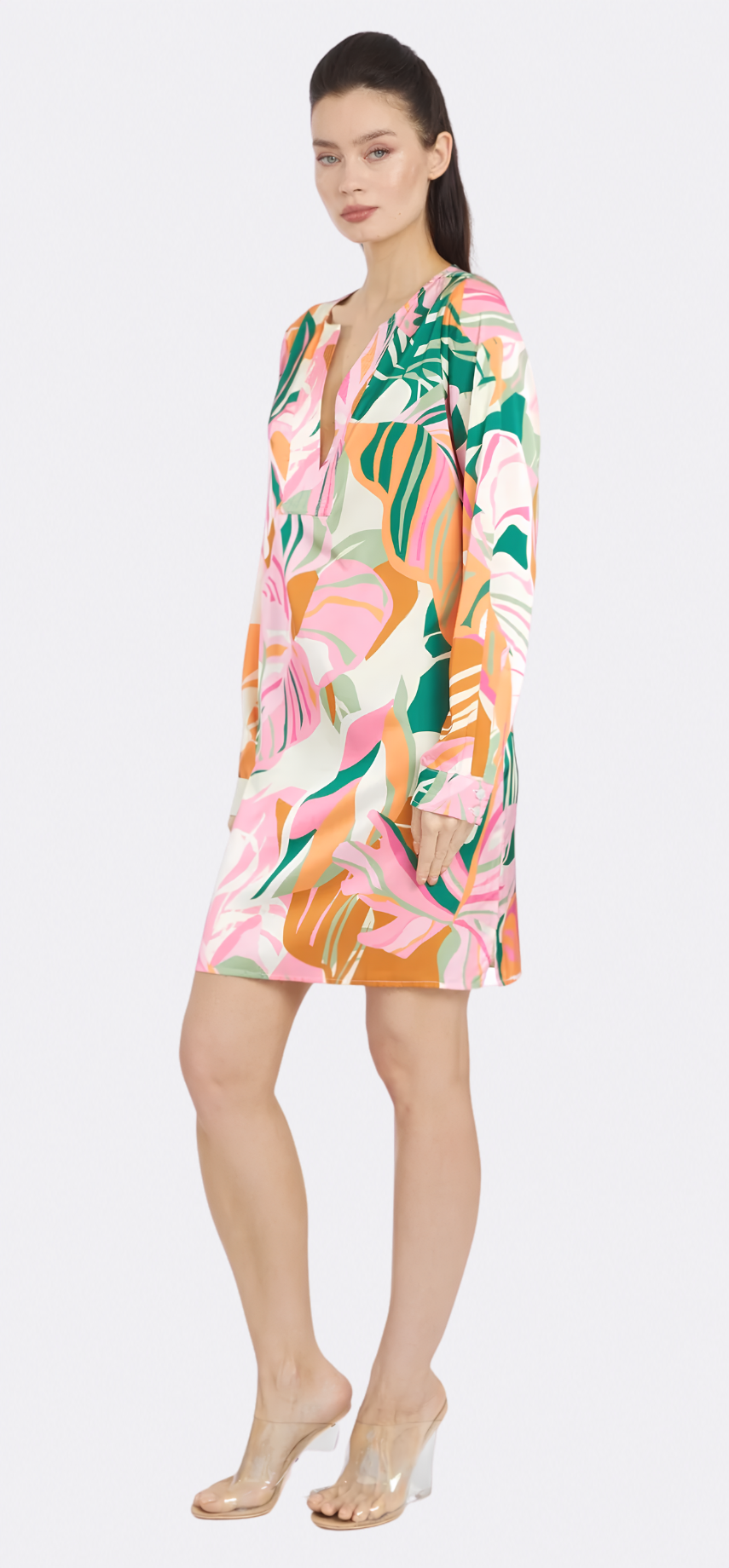 Miami Vibes Long Sleeve V-Neck Short Dress