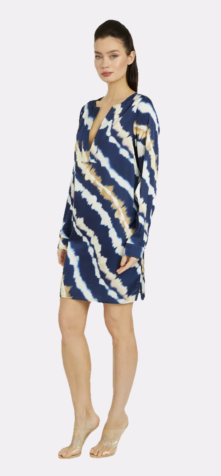 Mai Tai Moon Long Sleeve V-Neck Short Dress