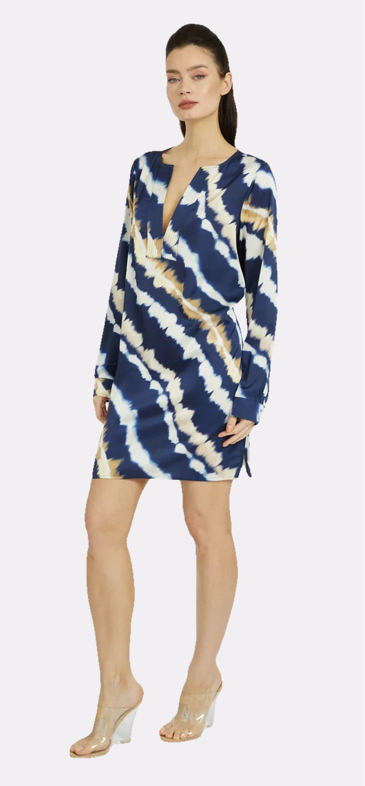 Mai Tai Moon Long Sleeve V-Neck Short Dress