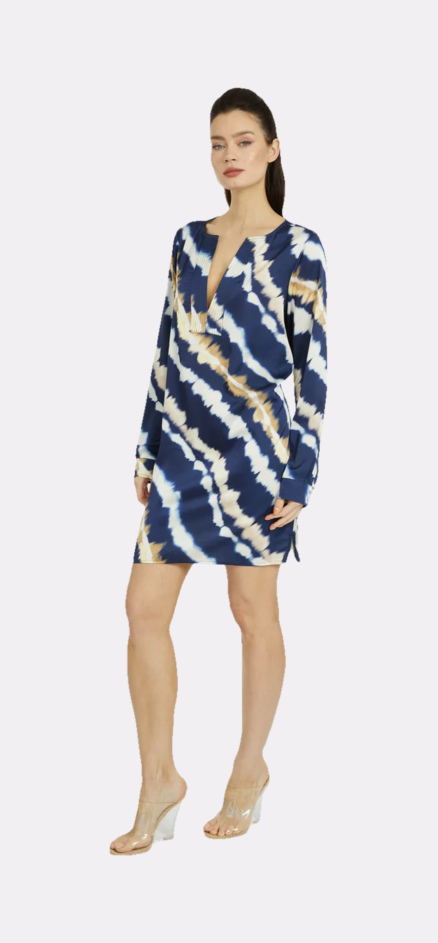 Mai Tai Moon Long Sleeve V-Neck Short Dress