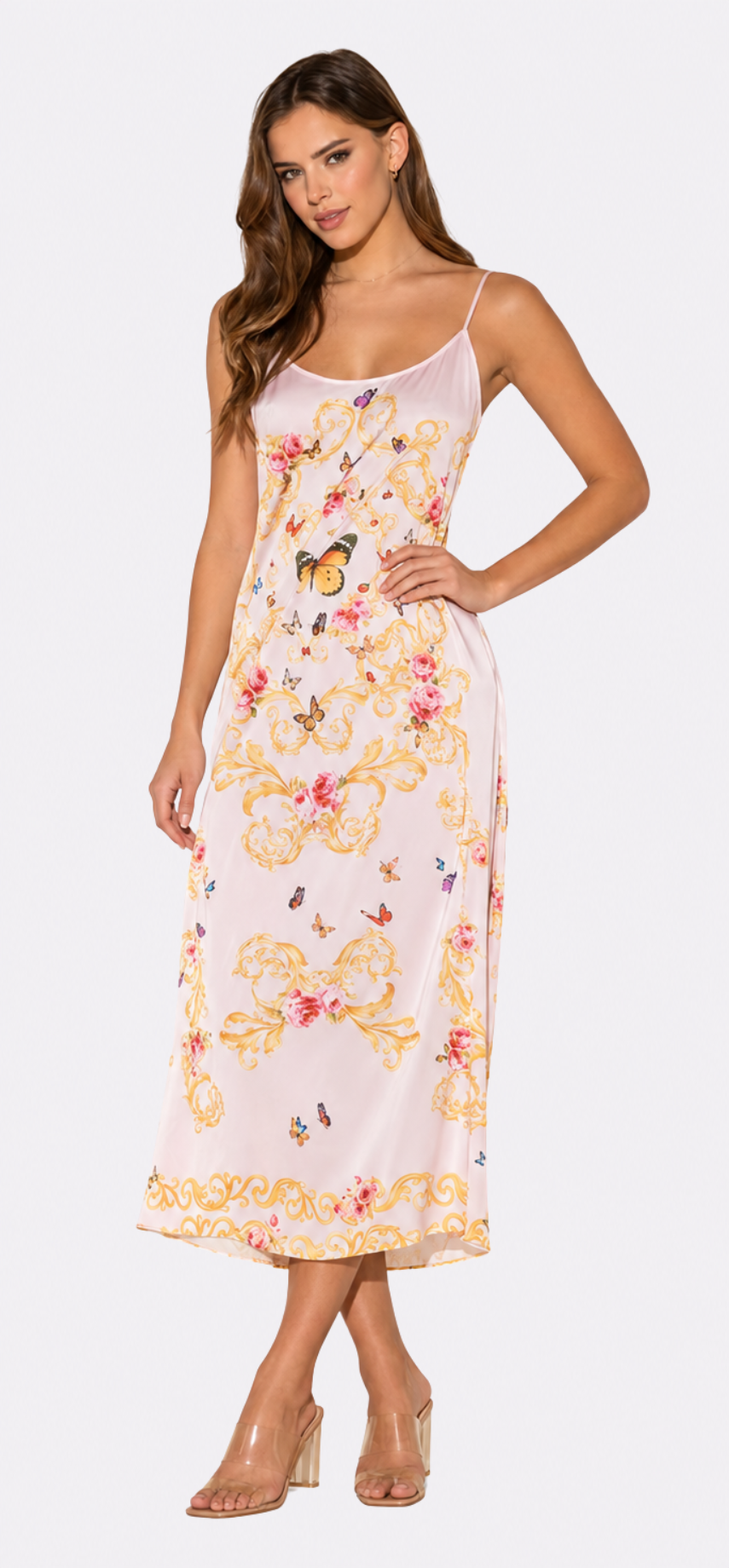 Pink Butterflies Long Chemise