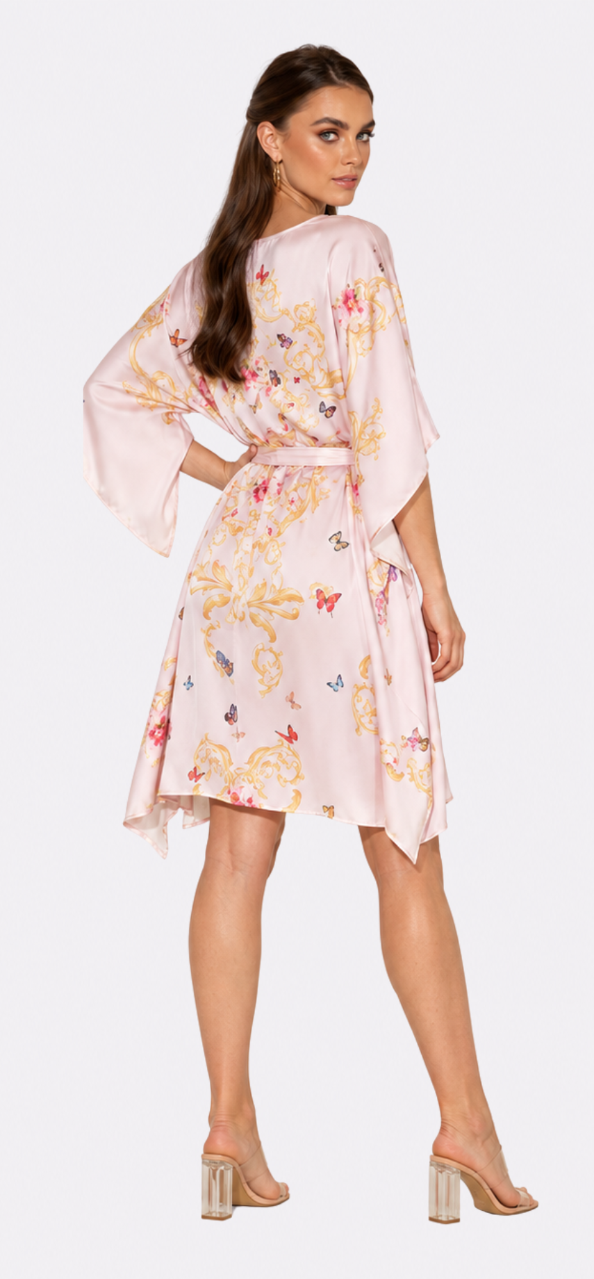 Pink Butterflies Short Caftan