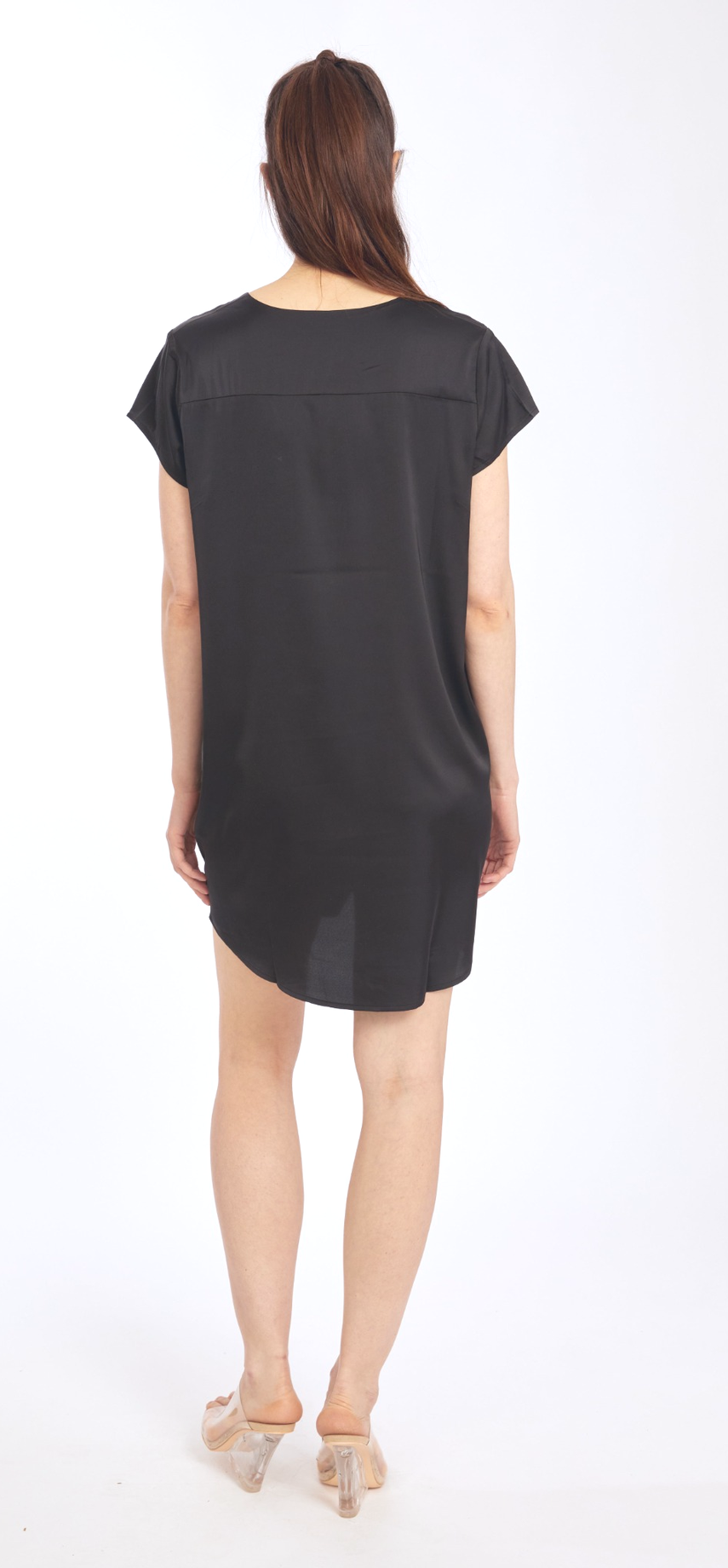 Noir Short Sleeve V Neck Dress Short