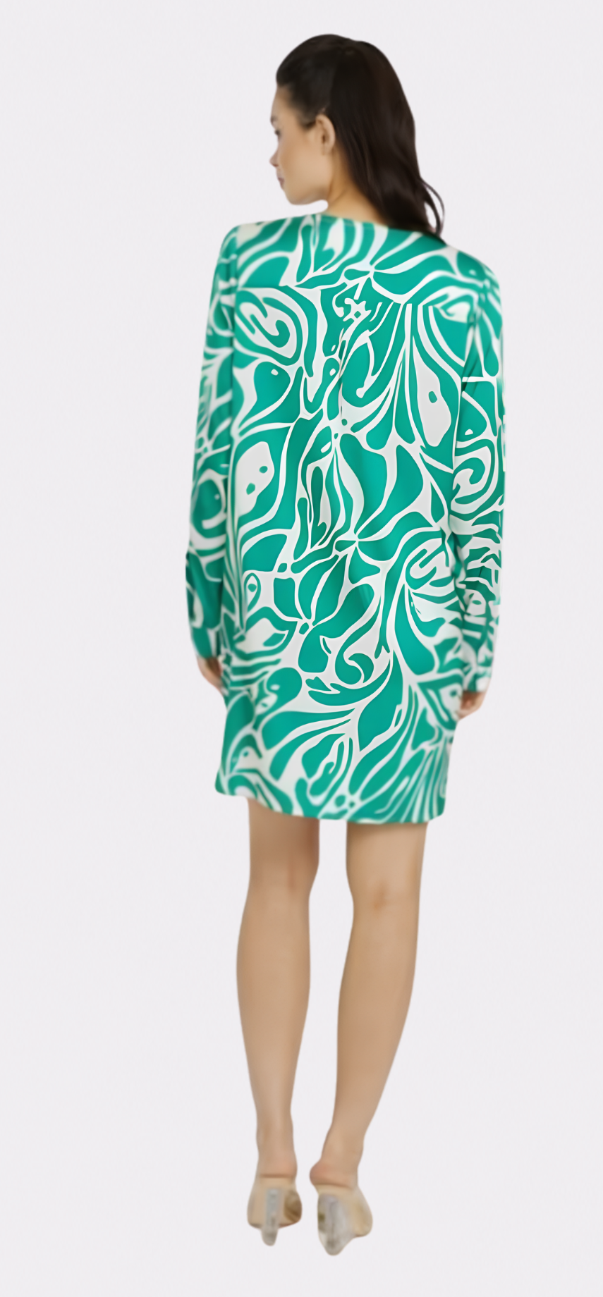 Maze Long Sleeve V-Neck Short Dress