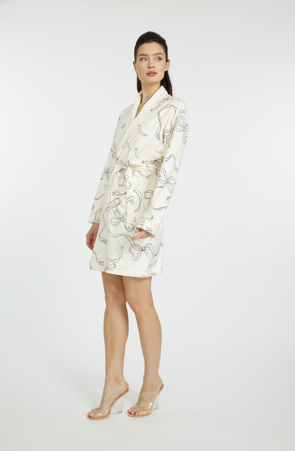 Bow White Short Robe – Elegant and Luxe Long Robe with Bow Detail
