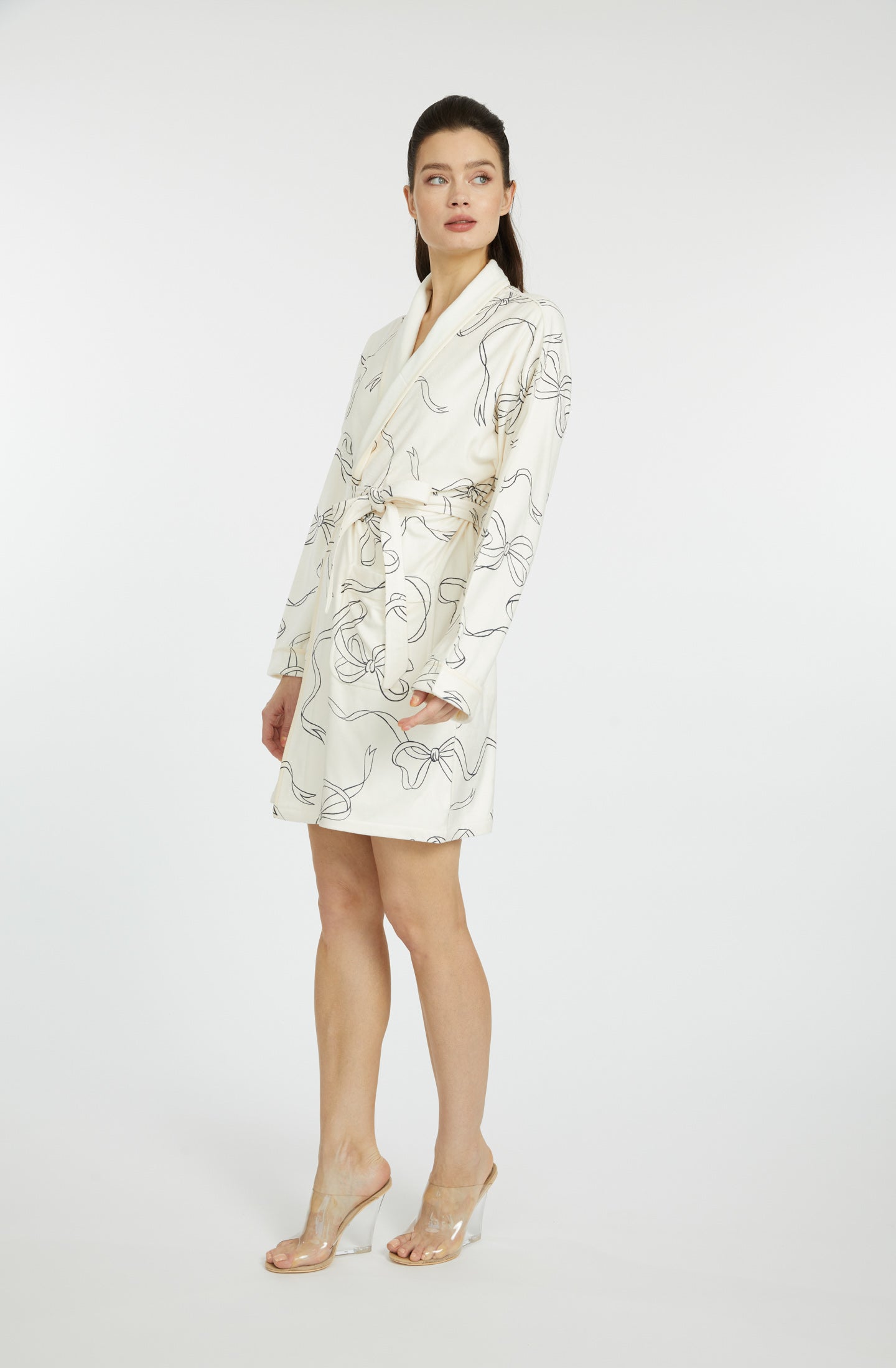 Bow White Short Robe