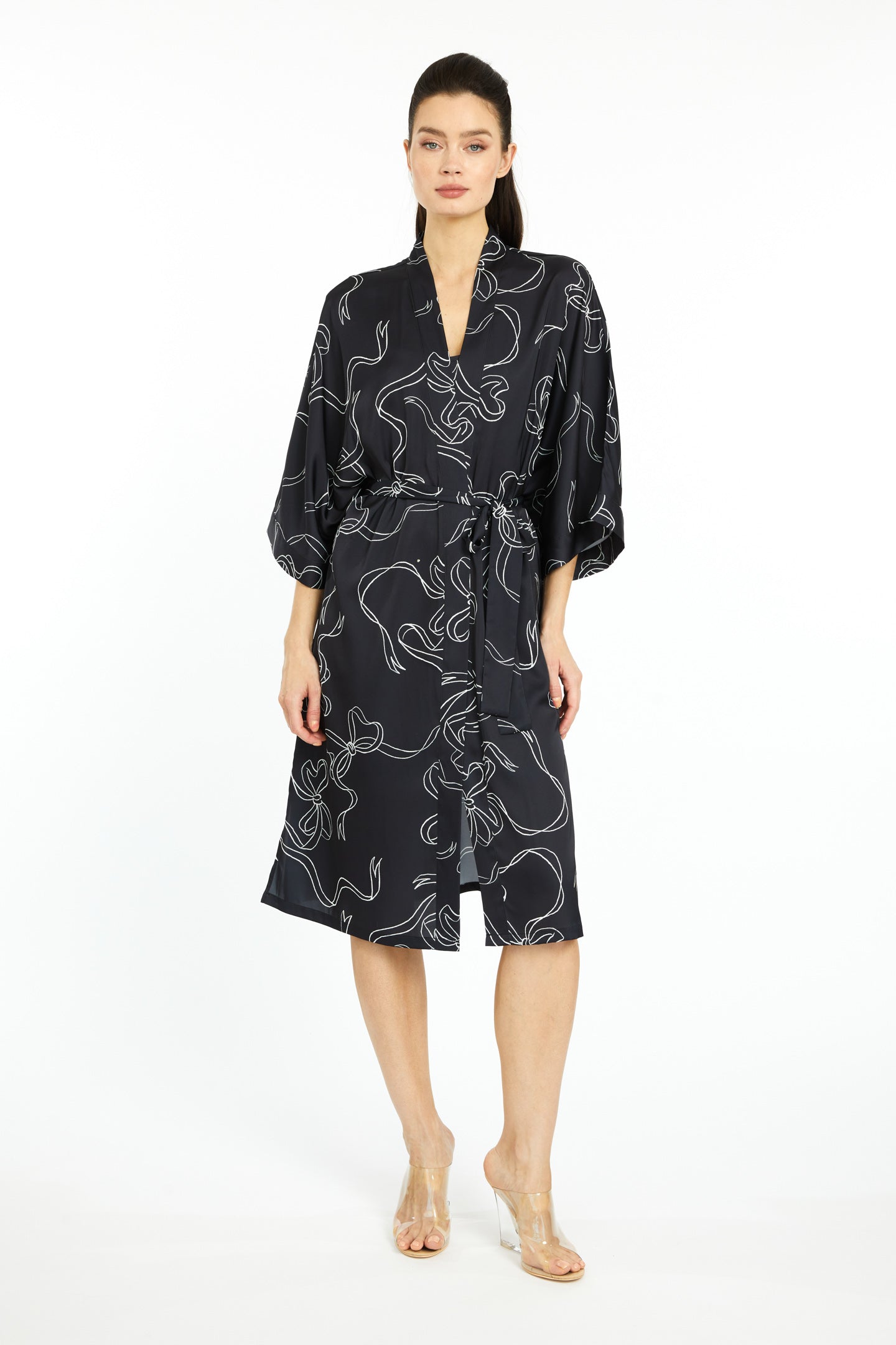 Bow Noir Silky Kimono