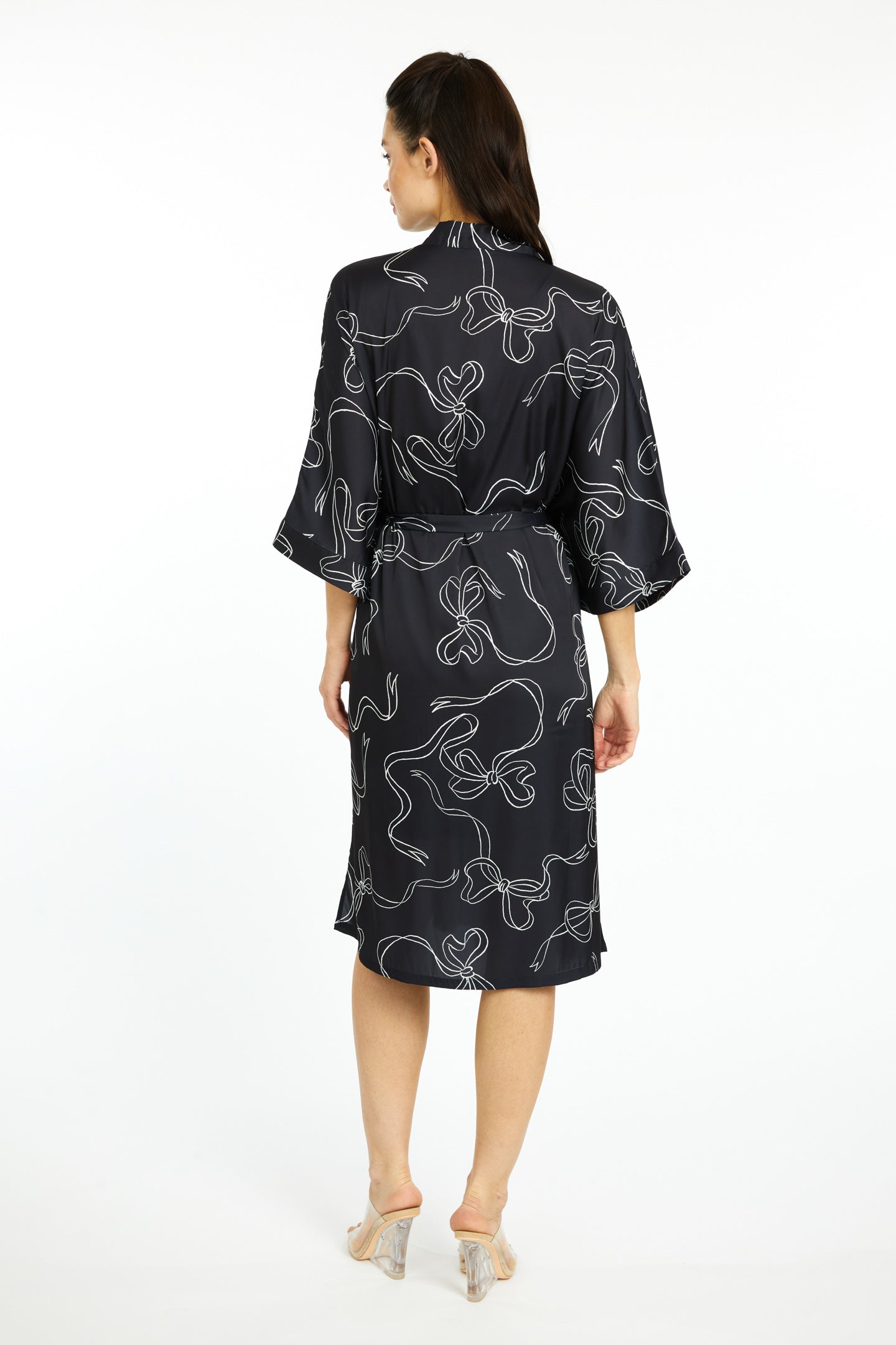 Bow Noir Silky Kimono