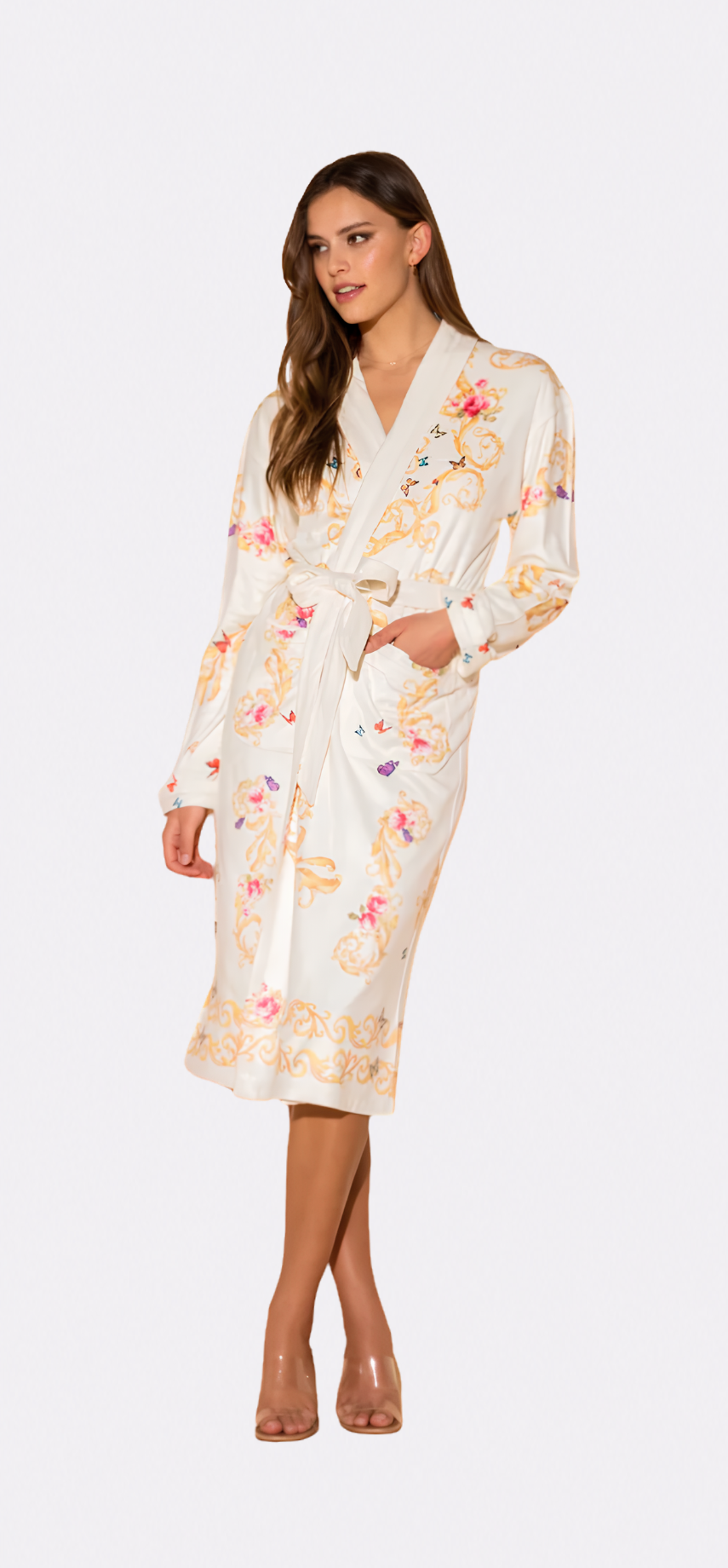 White Butterflies Long Robe