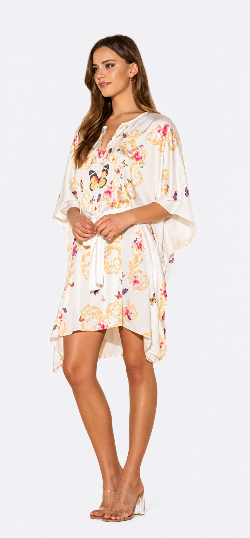 White Butterflies Short Caftan