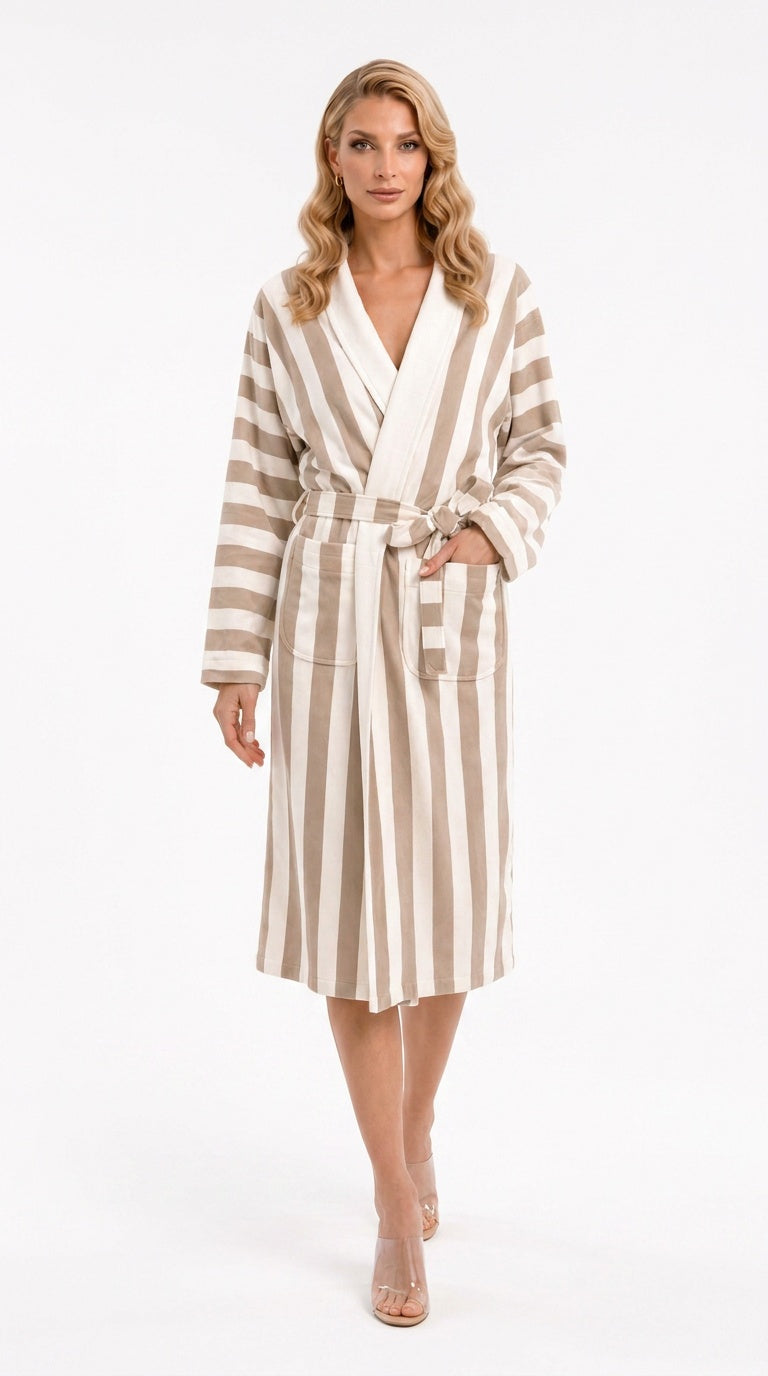 Cabana Cappuccino Stripe Long Robe