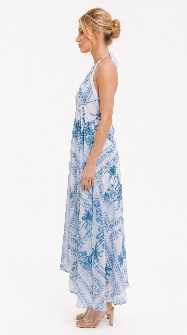 Bungalow Blue Infinity Dress | Luxury Multi-Way Toile Resort Dress