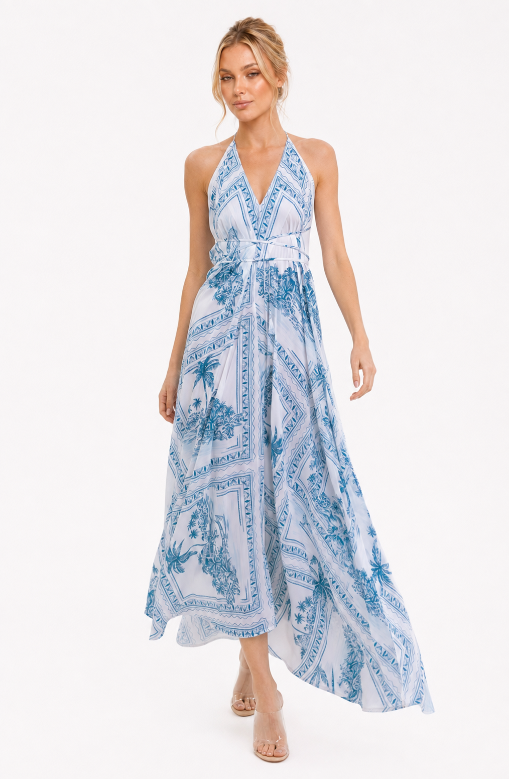 Bungalow Blue Infinity Dress | Luxury Multi-Way Toile Resort Dress