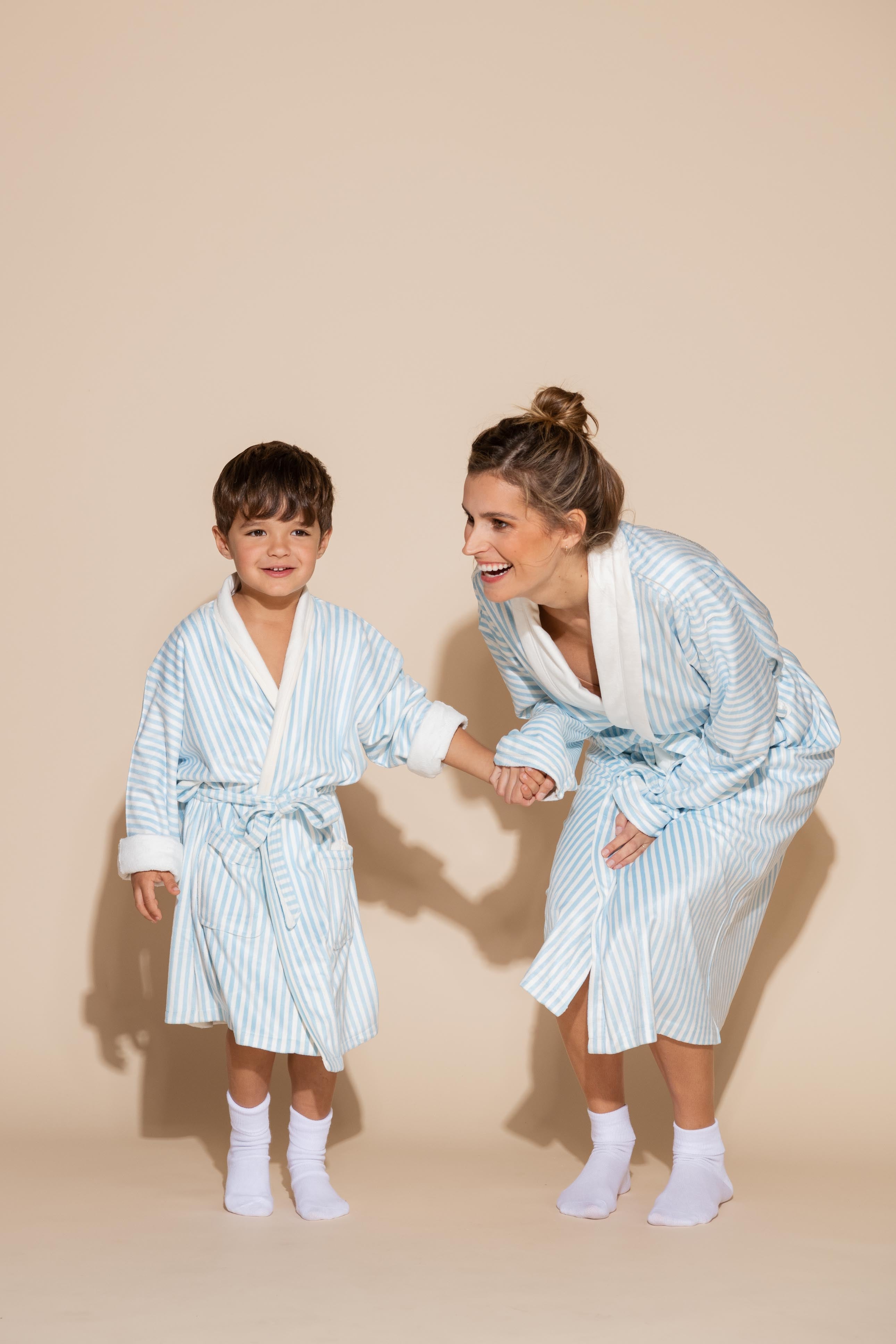 Blue Stripe w/ Mommy Long Robe