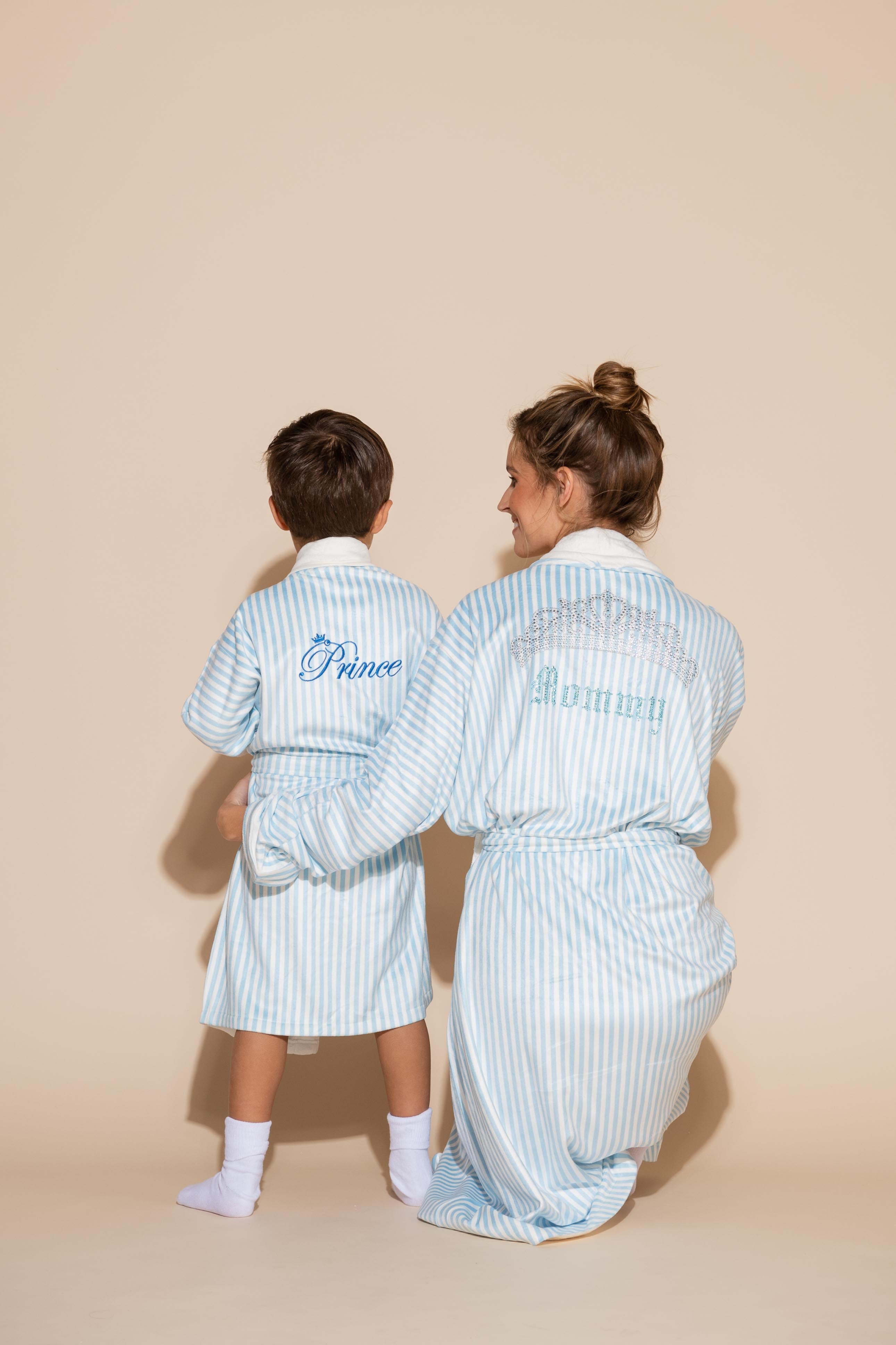Blue Stripe w/ Mommy Long Robe