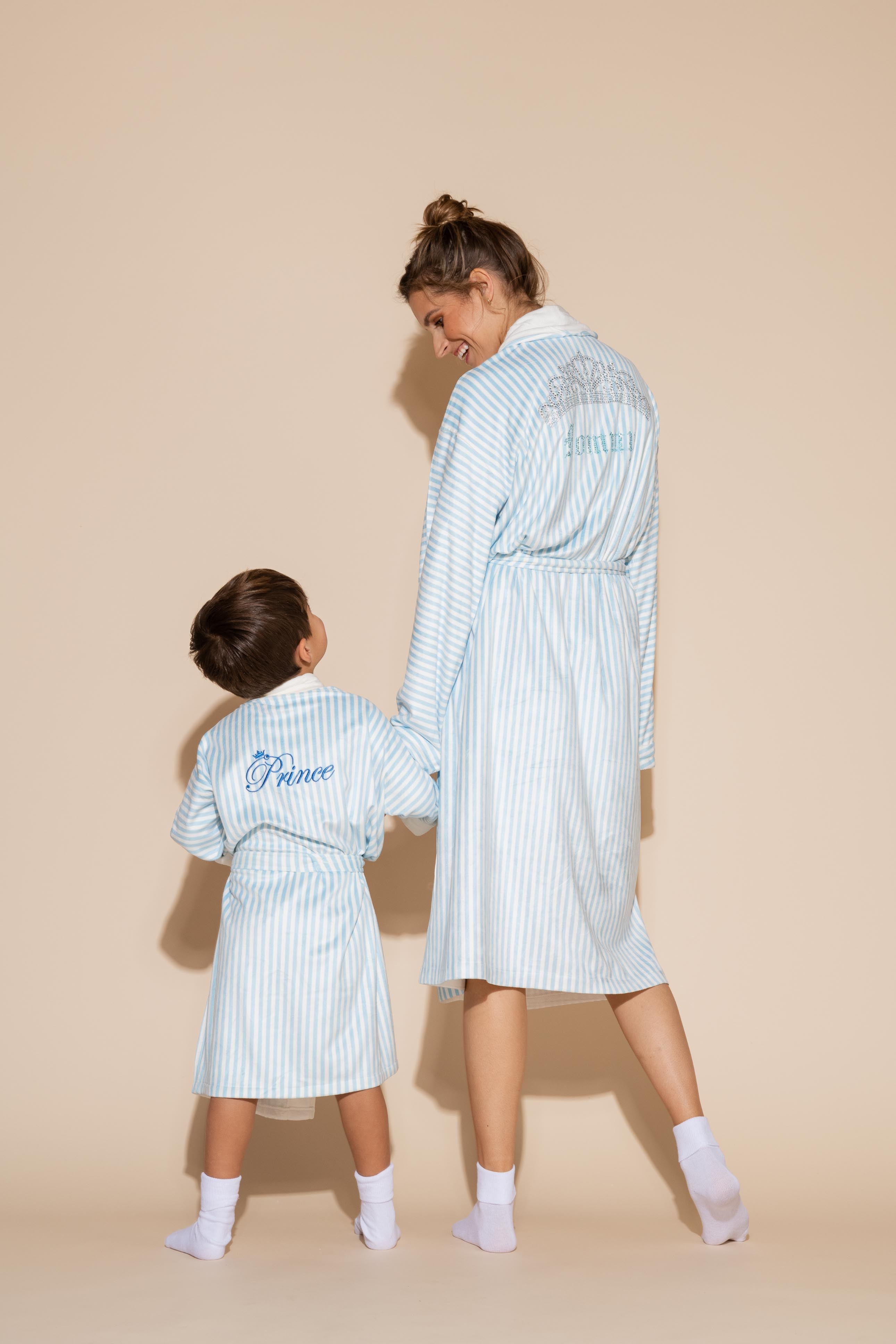 Blue Stripe w/ Mommy Long Robe