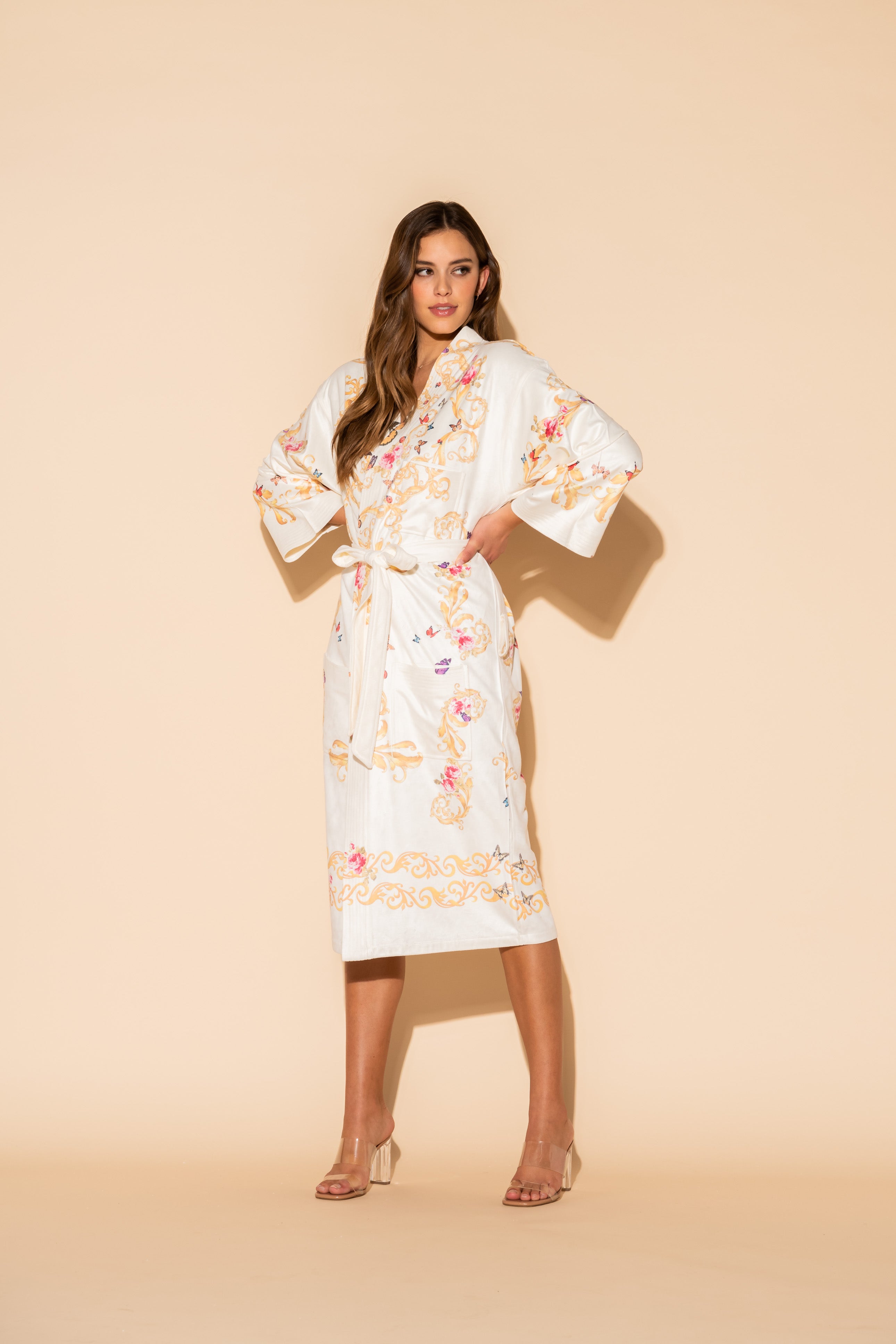 White Butterflies Kimono