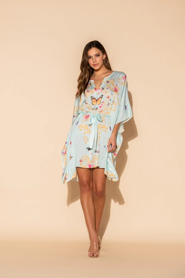 Blue Butterflies Short Caftan