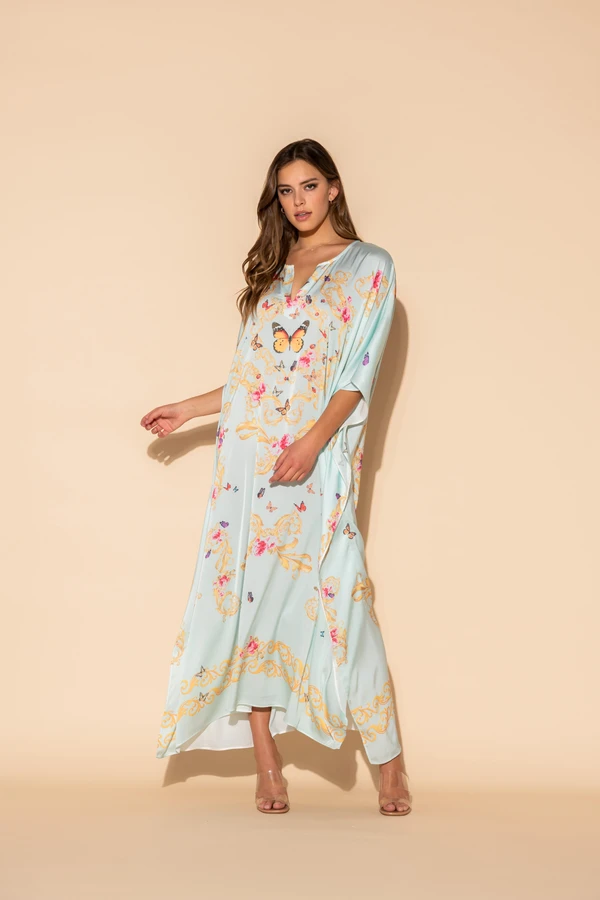 Blue Butterflies Long Caftan