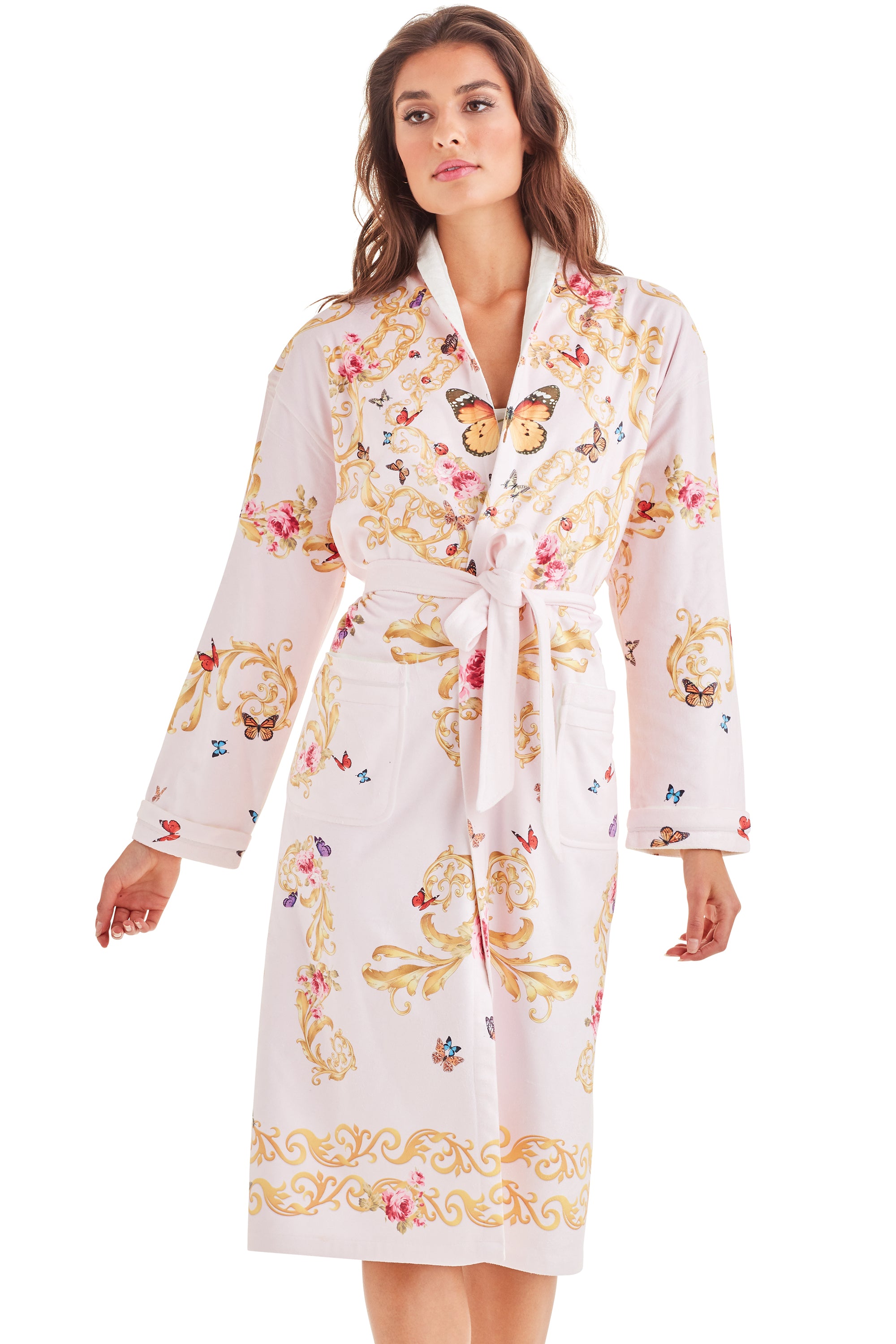 Pink Butterflies Long Robe