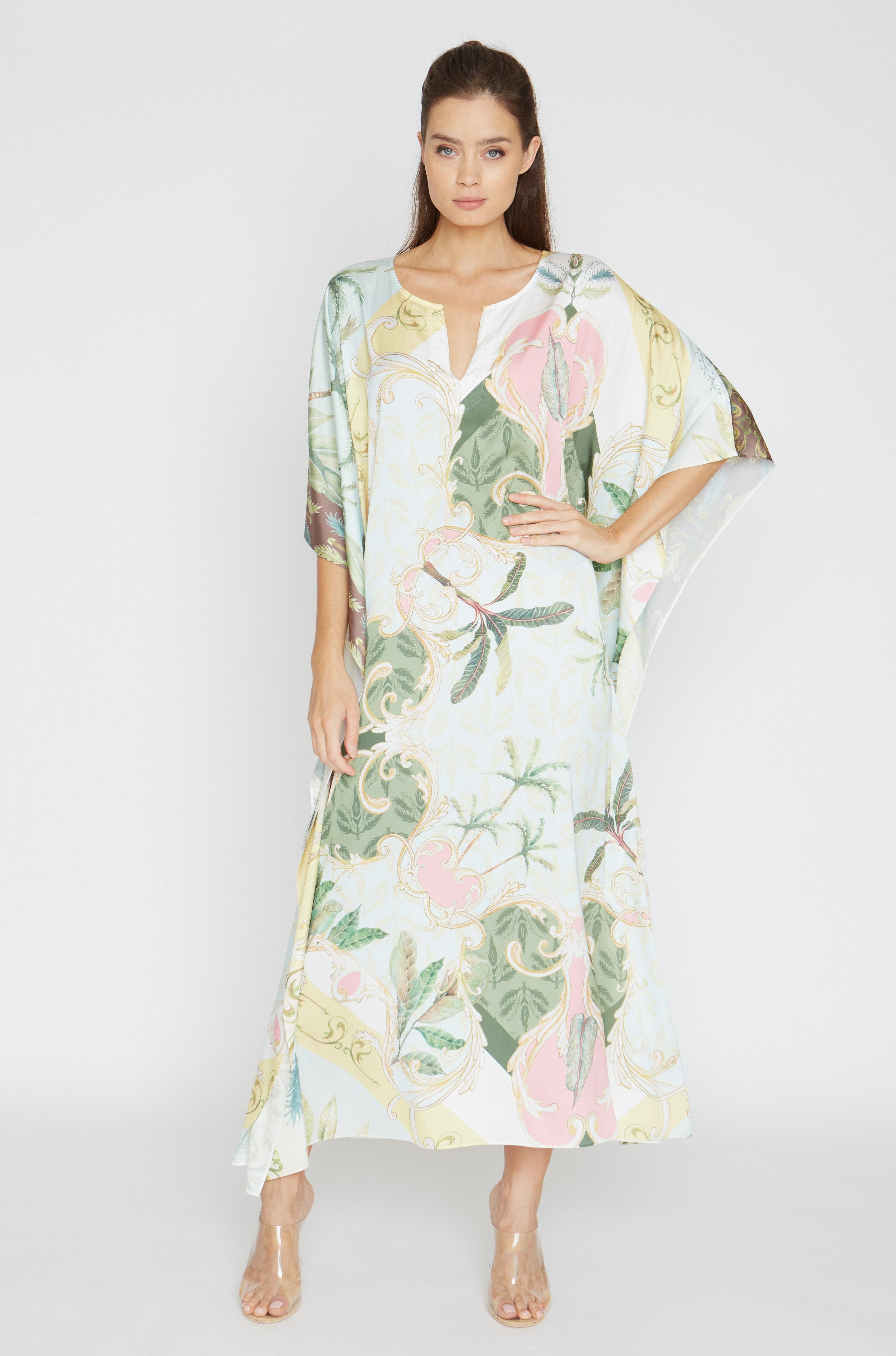 Dream Of Palms Yellow Long Caftan