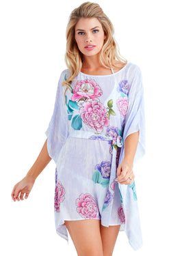 Good Fortune Lavender  Cover-Up Caftan Mini Dress